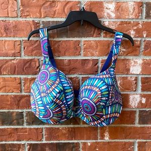 Cacique Womens 44DD Multicolor Geometric Printed Tshirt Bra